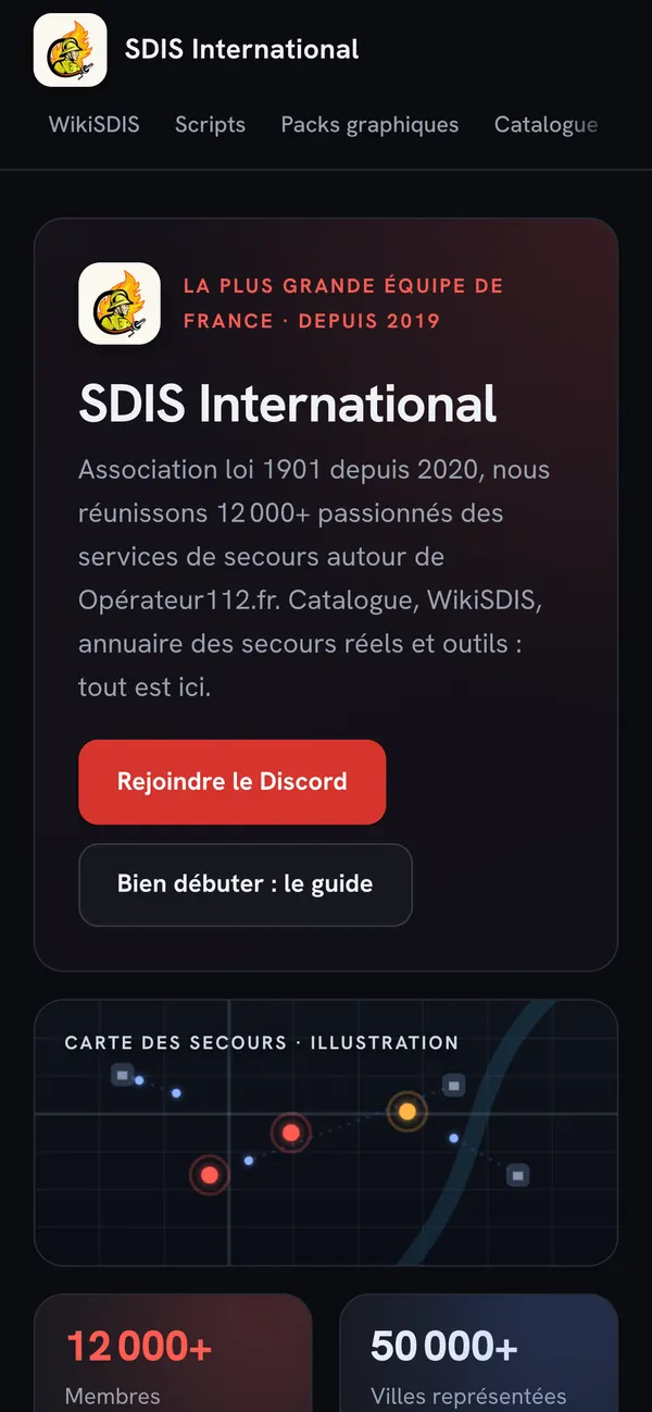 Le site SDIS International sur smartphone